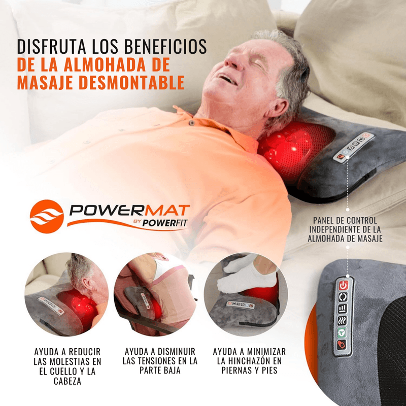 Sistema de masaje con Calor y Cojín removible con masaje Shiatsu 