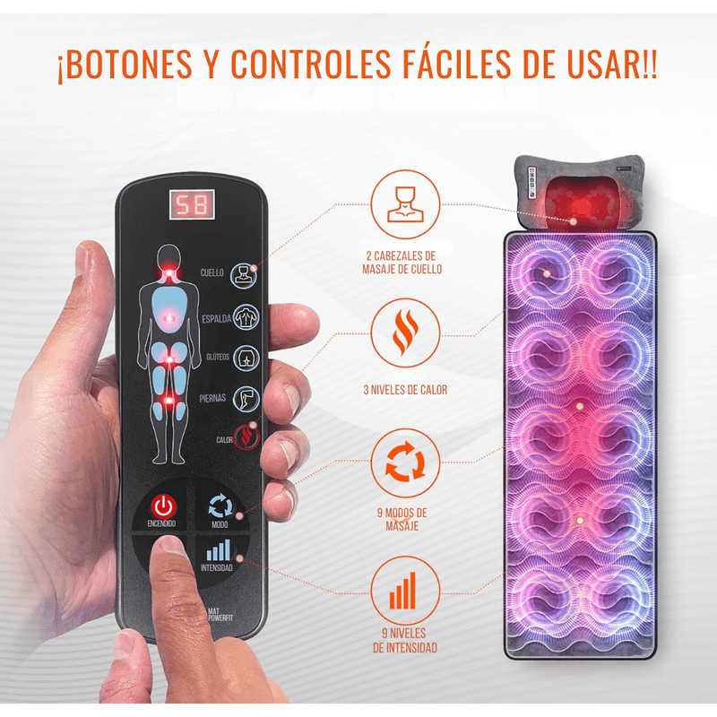 Sistema de masaje con Calor y Cojín removible con masaje Shiatsu 