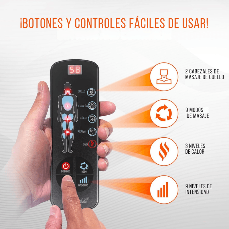 Sistema de masaje con Calor y Cojín removible con masaje Shiatsu 