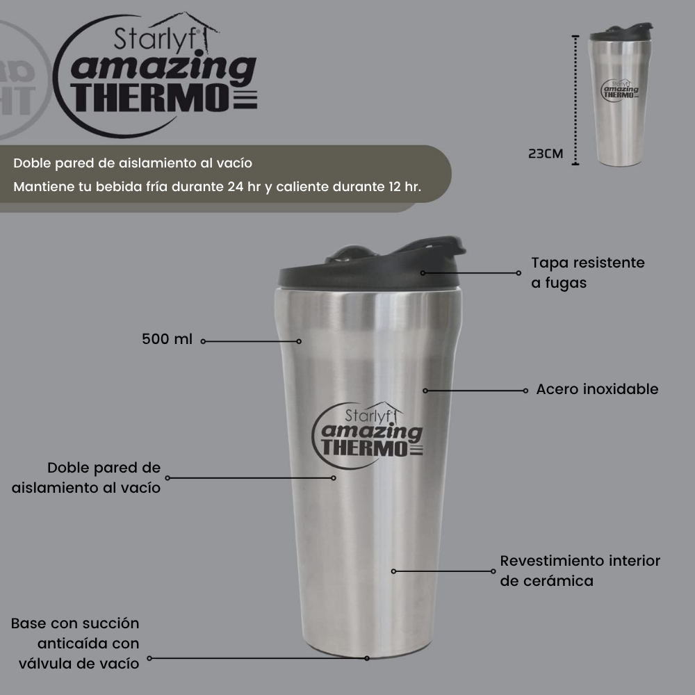 Starlyf Amazing Thermo – Vaso Termo para Bebidas Frías y Calientes