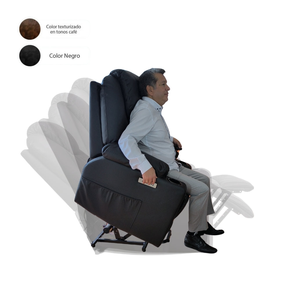 Sillón elevador Ultra - Masajeador térmico, reclinable, carga tipo C, porta vasos- standup couch