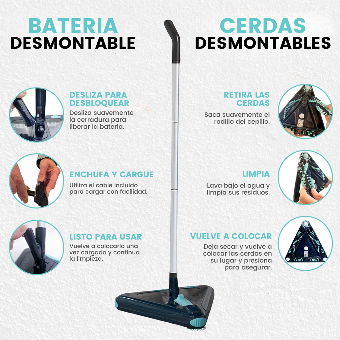 Zippi Sweeper Max Plus – Barredora inalámbrica recargable triangular inalámbrica