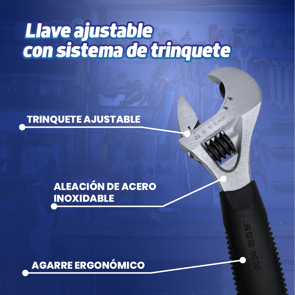 Wrenchie – Llave Ajustable con Sistema de Trinquete