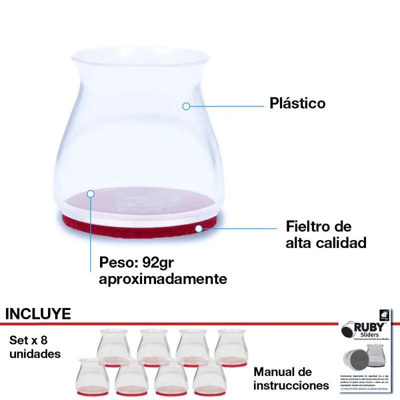 Protectores para patas de sillas y muebles Ruby Sliders