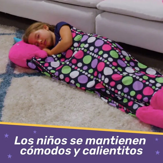 Saco de dormir para niños y divertido peluche original - Happy Nappers Mediano Narval Rosado